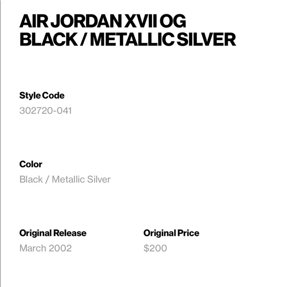 Air Jordan XVII OG BLACK/METALLIC SILVER - Picture 8 of 8